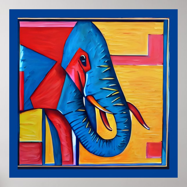 Poster Belo Elefante Abstrato Artsy (Frente)