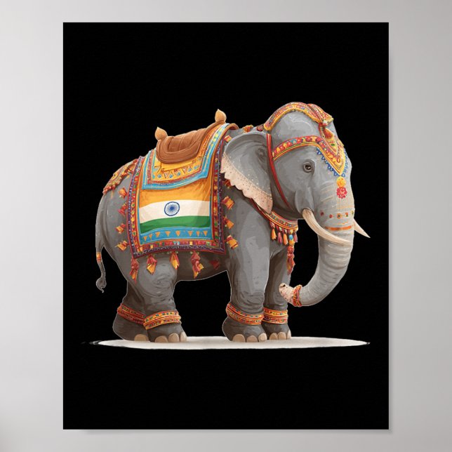 Poster Belo Figurino De Elefante Indiano Para Adultos E (Frente)