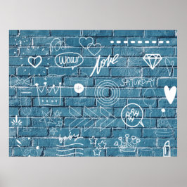 Poster Belo Grafite na Caligrafia Verde da Parede