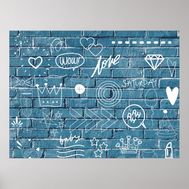 Poster Belo Grafite na Caligrafia Verde da Parede (Frente)