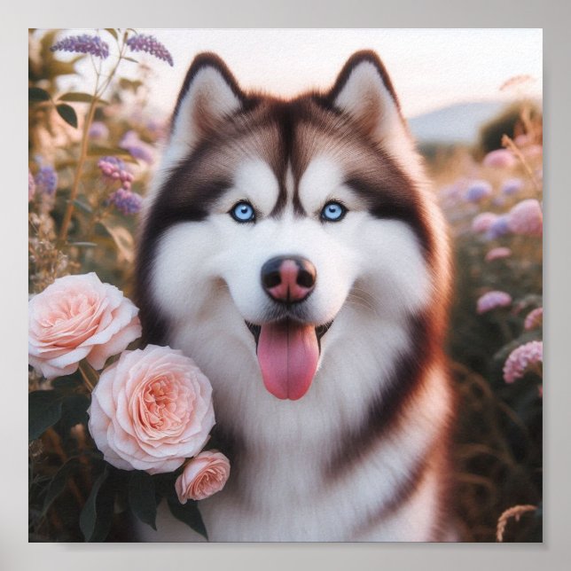 Poster Belo Husky Siberiano com olhos tortos (Frente)
