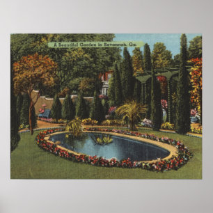 Poster Belo Jardim em Savannah GA Art Postcard