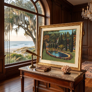 Poster Belo Jardim em Savannah GA Art Postcard