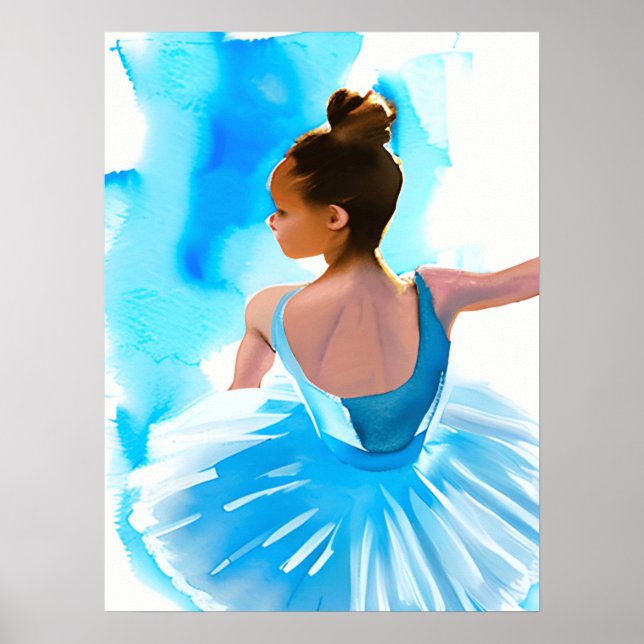 Poster Belo Jovem Ballerina em Azul (Frente)