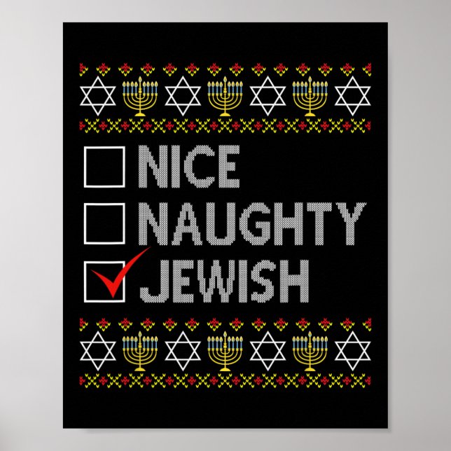 Poster Belo Judeu Judeu Feio Hanukkah Suéter Engraçado Ch (Frente)