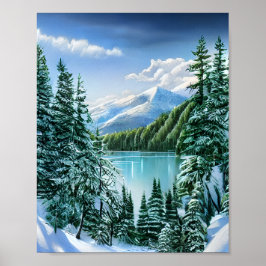 Poster Belo Lago Winter Sky Mountain