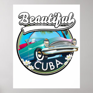 Poster Belo logotipo retrô de Cuba.