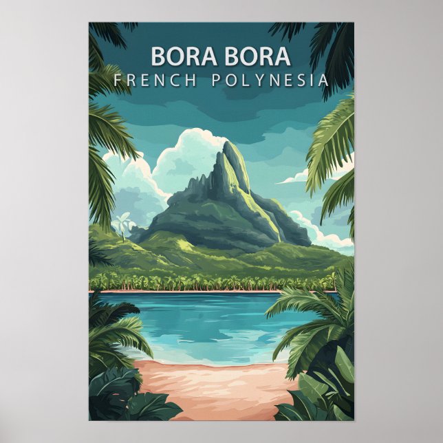 Poster Belo Lugar Bora Bora Polinésia Francesa Viagem (Frente)
