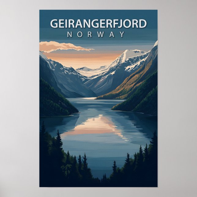 Poster Belo lugar Geirangerfjord Norway Viagem (Frente)