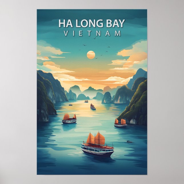 Poster Belo Lugar Ha Long Bay Viagem do Vietnam (Frente)