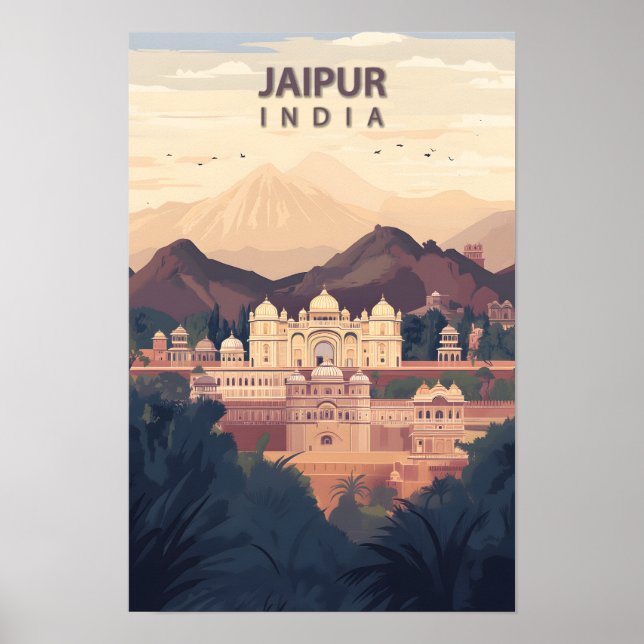 Poster Belo lugar, Jaipur India Illustração Viagem (Frente)