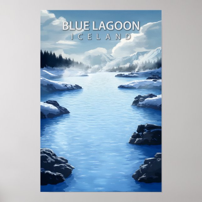 Poster Belo Lugar Lagoa Azul Viagem da Islândia (Frente)