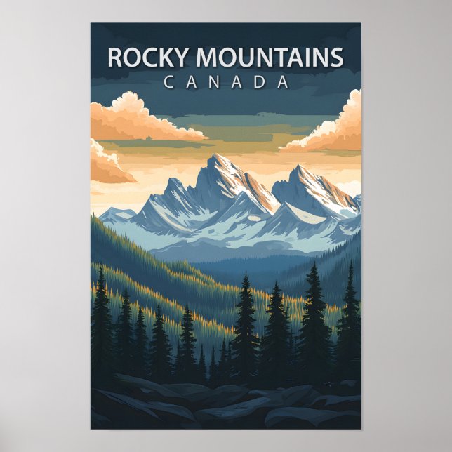 Poster Belo Lugar Montanhas Rochosas Canadá Viagem (Frente)