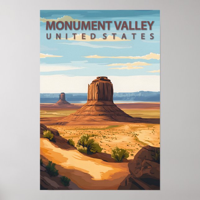 Poster Belo lugar Monumento Valley EUA Viagem (Frente)