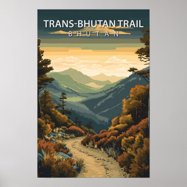 Poster Belo lugar Trans Bhutan Trail Bhutan Viagem (Frente)