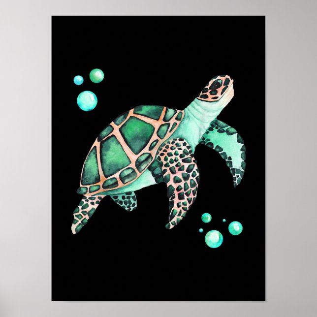 Poster Belo Mar Turtle Watercolor (Frente)
