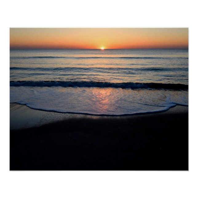 Pôster Belo nascer do sol sobre o oceano (Frente)