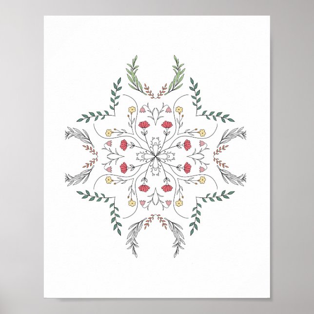 Poster Belo padrão de flores, mandala (Frente)