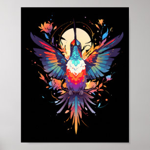 Poster Belo Pássaro Hummingbird Assistindo o Dia da Terra