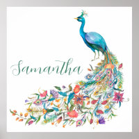 Belo pavão azul de água I