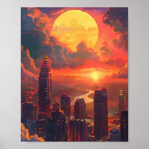 Poster Belo pôr do sol em Atlanta Georgia EUA