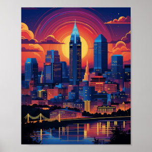Poster Belo pôr do sol em Cincinnati Ohio EUA
