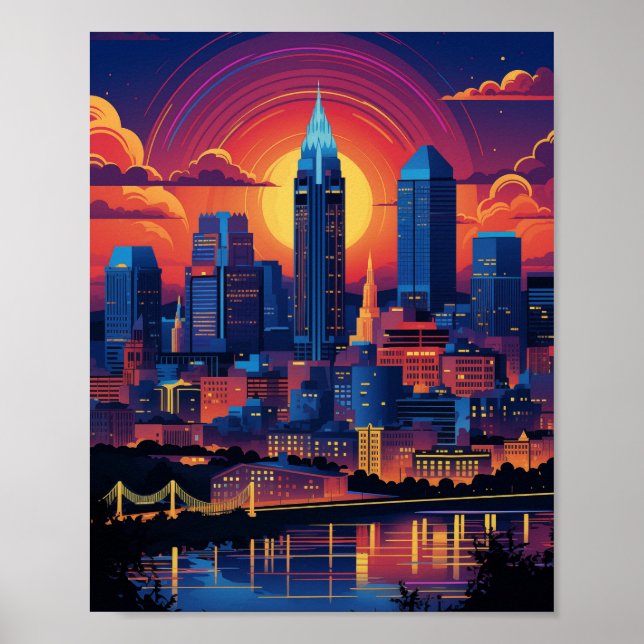 Poster Belo pôr do sol em Cincinnati Ohio EUA (Frente)