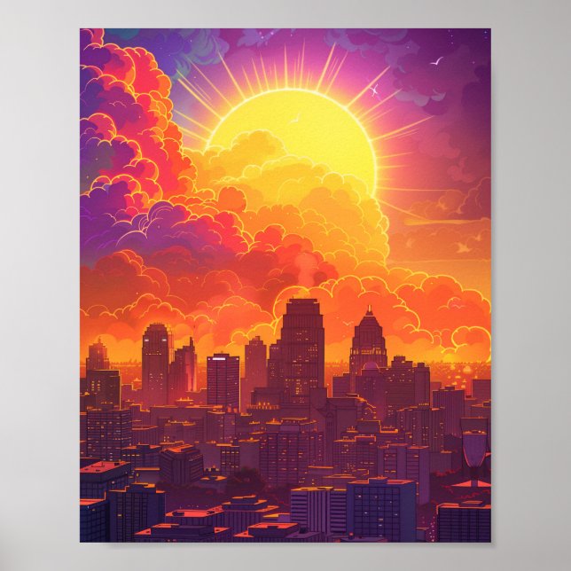 Poster Belo pôr do sol em Kansas City USA (Frente)
