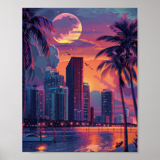 Poster Belo pôr do sol em Miami na Flórida