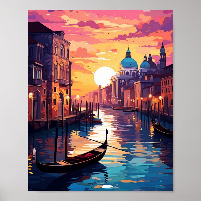 Poster Belo pôr do sol em Veneza Itália (Frente)