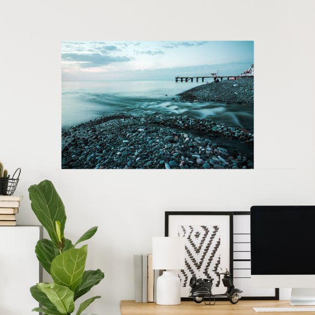 Poster Belo pôr do sol no mar (Escritório em casa)