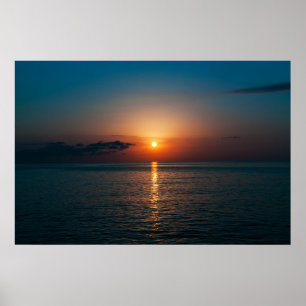 Poster Belo pôr do sol no mar. Batumi Georgia