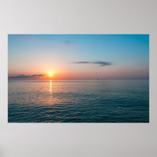 Poster Belo pôr do sol no mar. Batumi Georgia