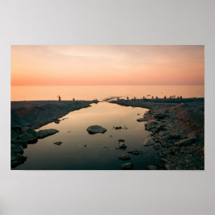Poster Belo pôr do sol no mar. Batumi Georgia