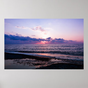 Poster Belo pôr do sol no mar. Batumi Georgia