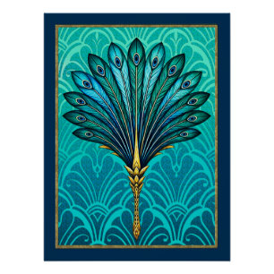 Pôster Belo Poster do fã Peacock Art Deco.