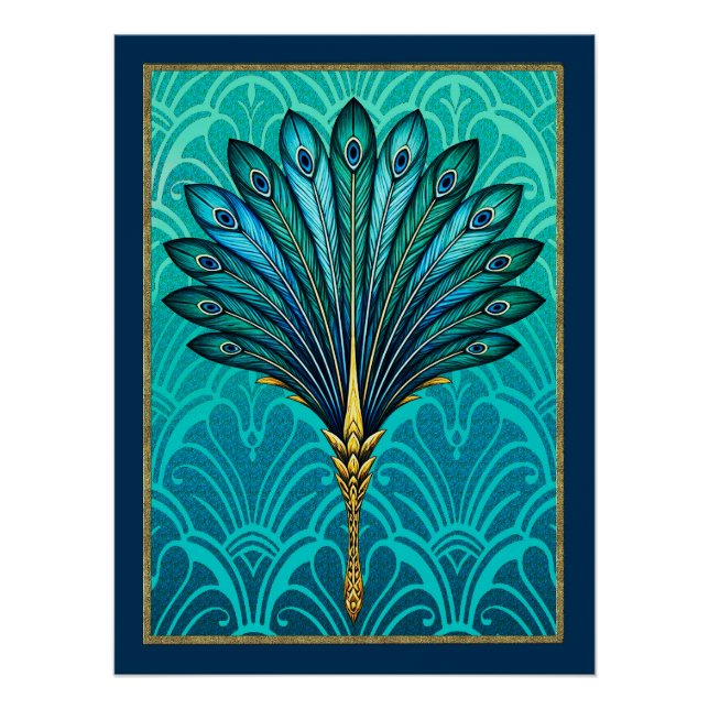 Pôster Belo Poster do fã Peacock Art Deco. (Frente)