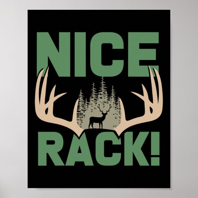 Poster Belo Rack Antlers Deer Engraçado Caçando Humor Caç (Frente)
