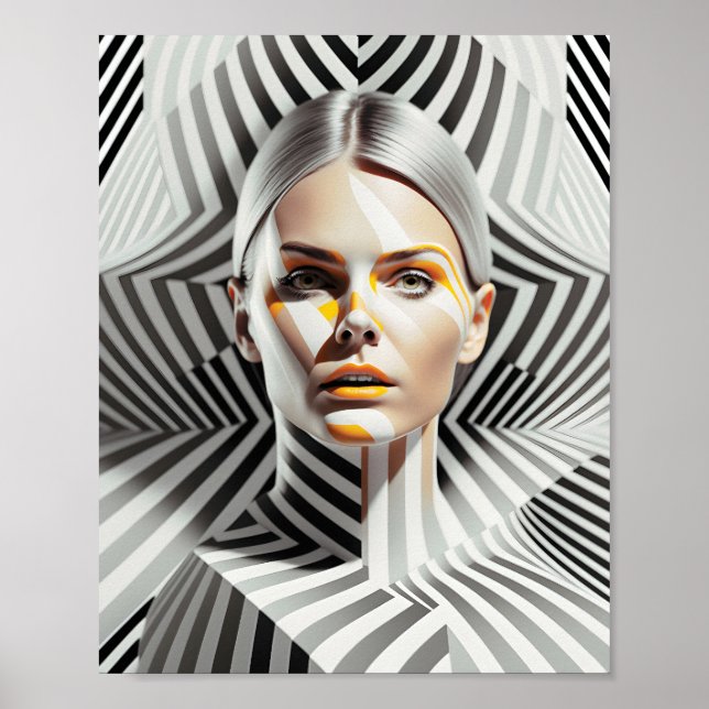 Poster Belo Retrato De Arte Negra E Branca (Frente)