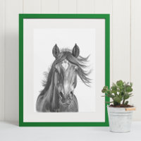 Belo Retrato de Cabeça de Cavalo Preto