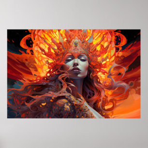 Poster Belo retrato de mulher entrelaçando