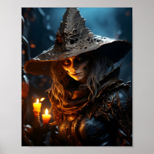 Poster Belo retrato incrível da bruxa do Dia das Bruxas