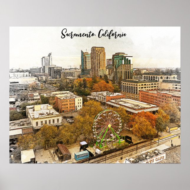 Poster Belo Sacramento California City View (Frente)