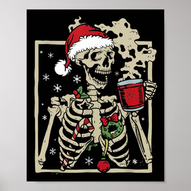Poster Belo Skeleton Santa Hat Natal (Frente)