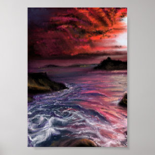 Poster Belo Sol do Mar - Pintura Original de Abstrato