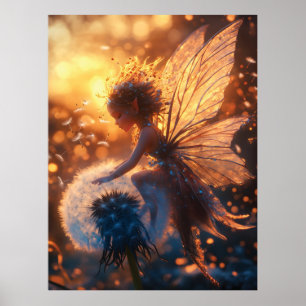 Poster Belo Sol Fada com Dandelion