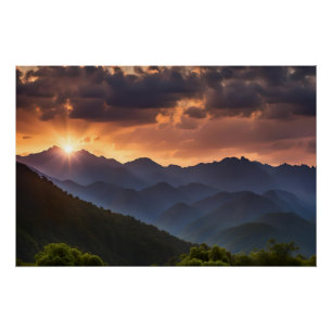 Pôster Belo Sol Sobre As Montanhas