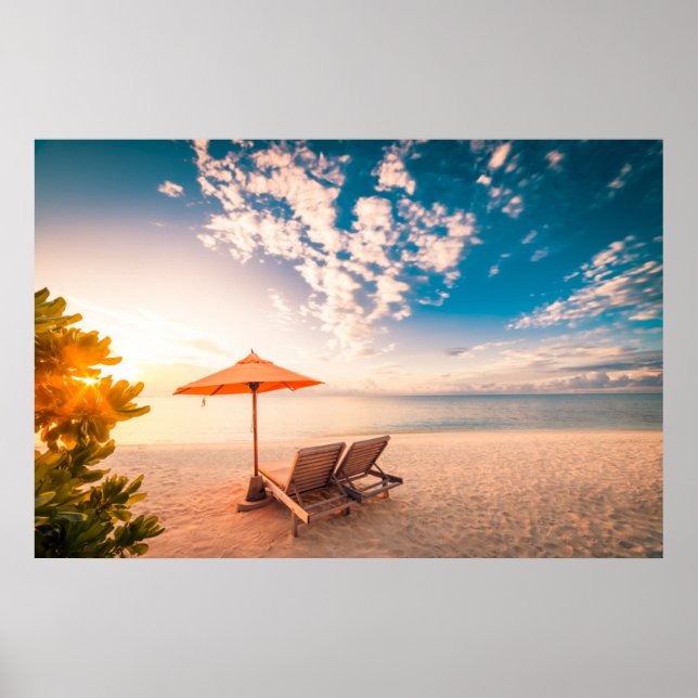 Poster Belo Sunset de Praia das Maldivas (Frente)