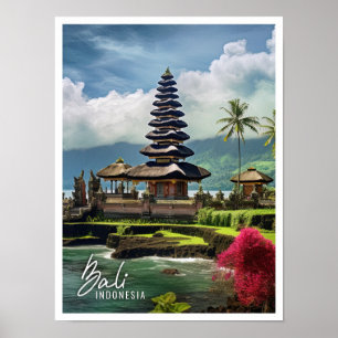 Poster Belo Templo Bali Indonésia