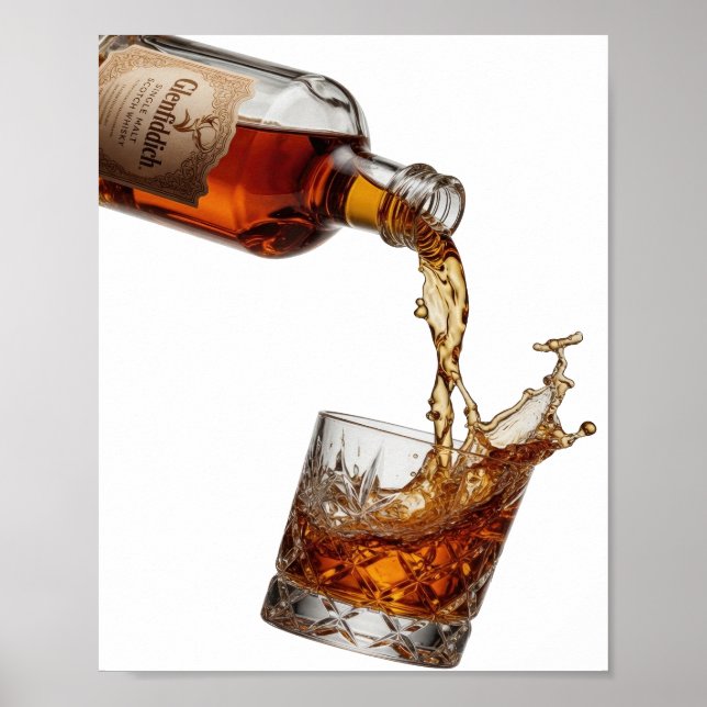 Poster Belo UÍSQUE MALT SIMPLES GLENFIDDICH Prata (Frente)